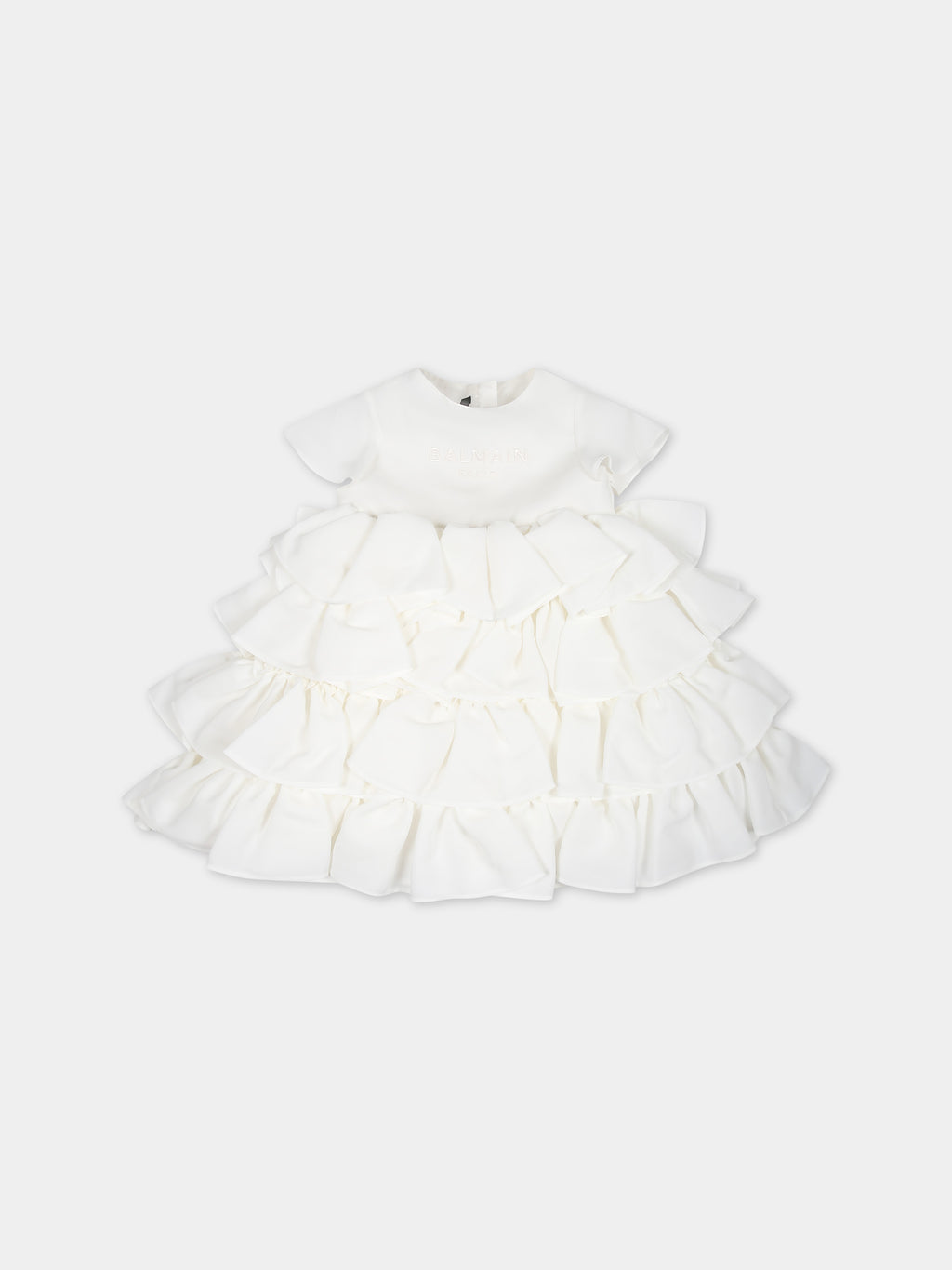 Elegant white dress for baby girl with logo